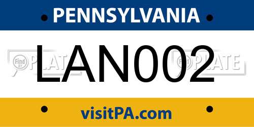 LAN002 Pennsylvania License Plate