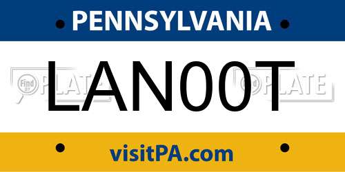 LAN00T Pennsylvania License Plate