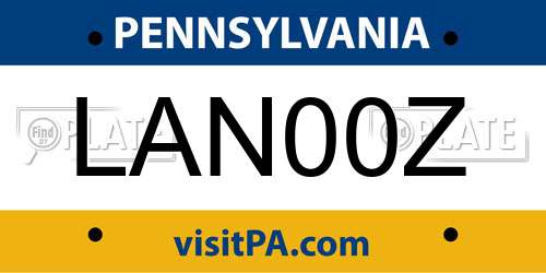 LAN00Z Pennsylvania License Plate