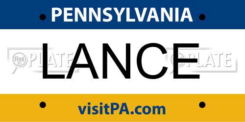 LANCE Pennsylvania License Plate