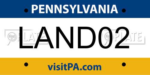 LAND02 Pennsylvania License Plate