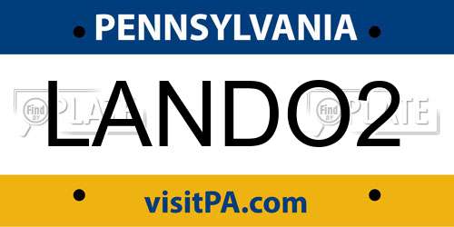 LANDO2 Pennsylvania License Plate