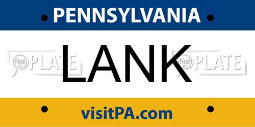 LANK Pennsylvania License Plate