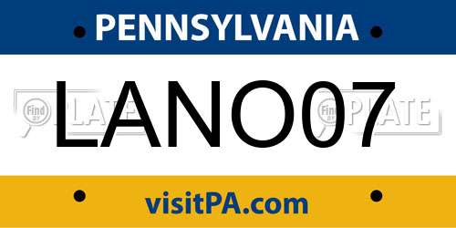 LANO07 Pennsylvania License Plate