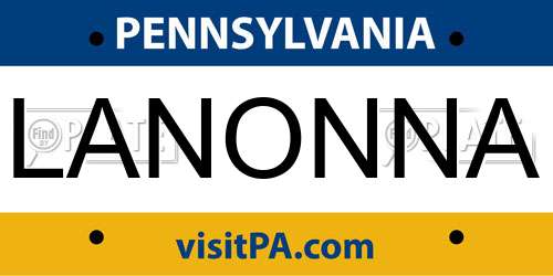 LANONNA Pennsylvania License Plate