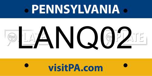 LANQ02 Pennsylvania License Plate
