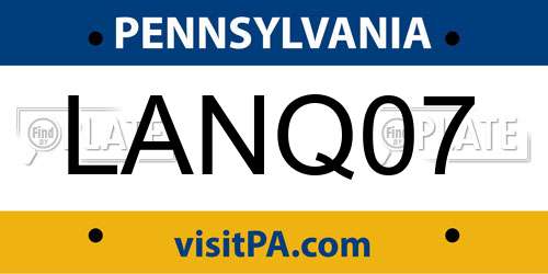 LANQ07 Pennsylvania License Plate