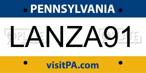 LANZA91 Pennsylvania License Plate