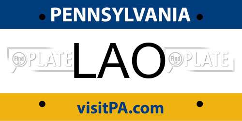 LAO Pennsylvania License Plate
