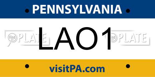 LAO1 Pennsylvania License Plate