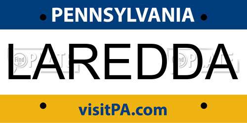 LAREDDA Pennsylvania License Plate