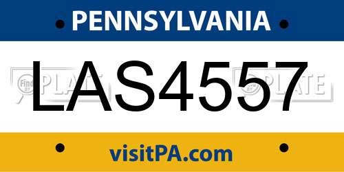 LAS4557 Pennsylvania License Plate