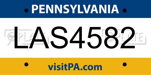 LAS4582 Pennsylvania License Plate