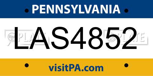 LAS4852 Pennsylvania License Plate