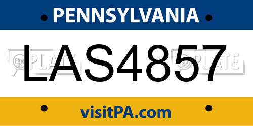 LAS4857 Pennsylvania License Plate