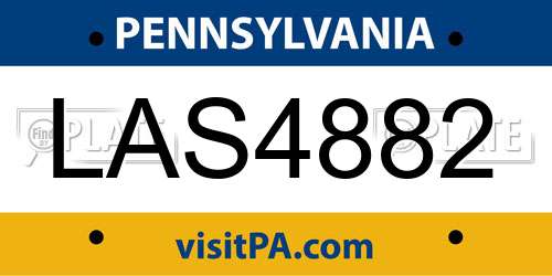 LAS4882 Pennsylvania License Plate