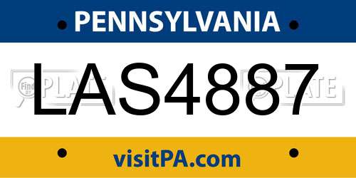 LAS4887 Pennsylvania License Plate