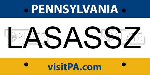 LASASSZ Pennsylvania License Plate