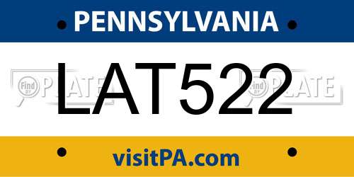 LAT522 Pennsylvania License Plate