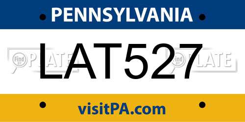 LAT527 Pennsylvania License Plate