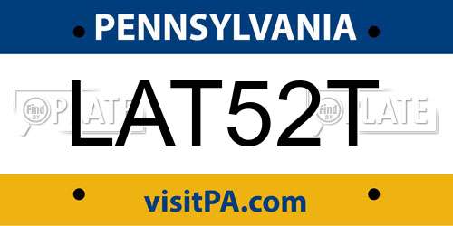 LAT52T Pennsylvania License Plate