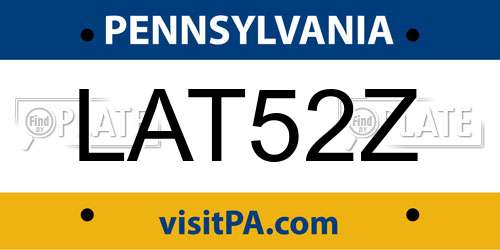LAT52Z Pennsylvania License Plate