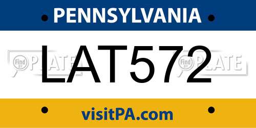LAT572 Pennsylvania License Plate