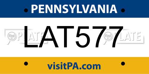 LAT577 Pennsylvania License Plate