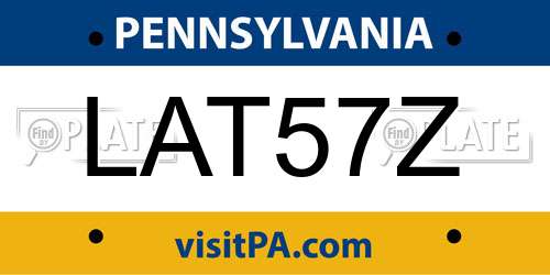 LAT57Z Pennsylvania License Plate