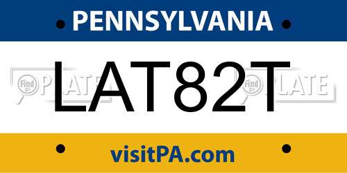 LAT82T Pennsylvania License Plate