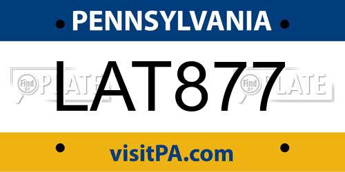 LAT877 Pennsylvania License Plate