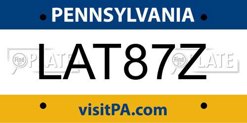 LAT87Z Pennsylvania License Plate