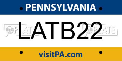 LATB22 Pennsylvania License Plate