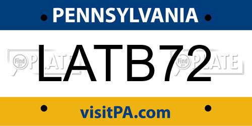 LATB72 Pennsylvania License Plate