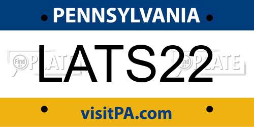 LATS22 Pennsylvania License Plate