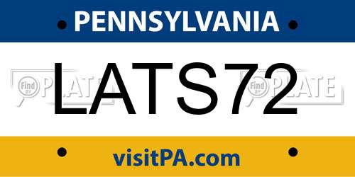 LATS72 Pennsylvania License Plate