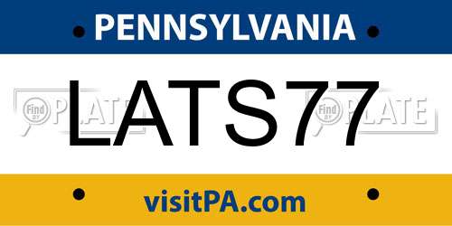 LATS77 Pennsylvania License Plate