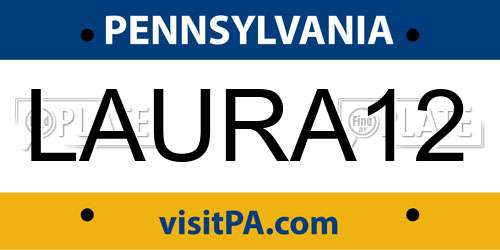 LAURA12 Pennsylvania License Plate