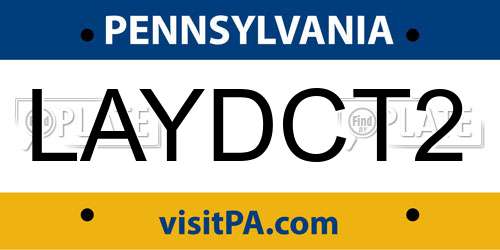 LAYDCT2 Pennsylvania License Plate