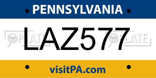 LAZ577 Pennsylvania License Plate