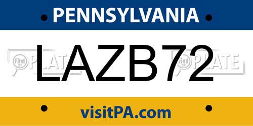 LAZB72 Pennsylvania License Plate