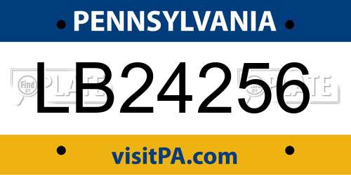 LB24256 Pennsylvania License Plate