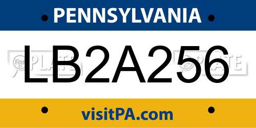 LB2A256 Pennsylvania License Plate