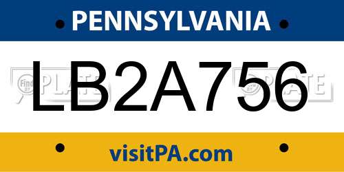 LB2A756 Pennsylvania License Plate