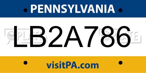 LB2A786 Pennsylvania License Plate