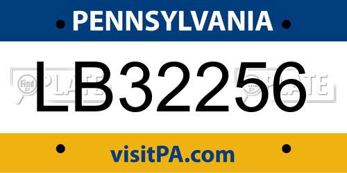 LB32256 Pennsylvania License Plate