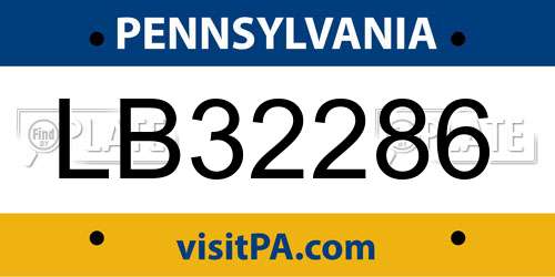 LB32286 Pennsylvania License Plate