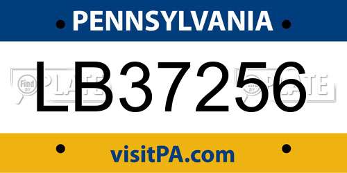 LB37256 Pennsylvania License Plate