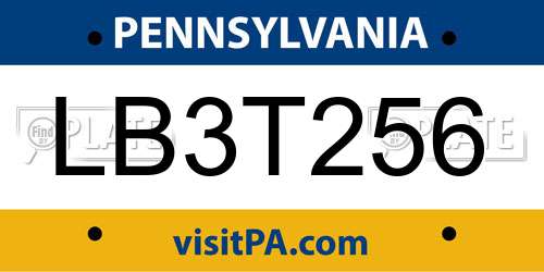 LB3T256 Pennsylvania License Plate