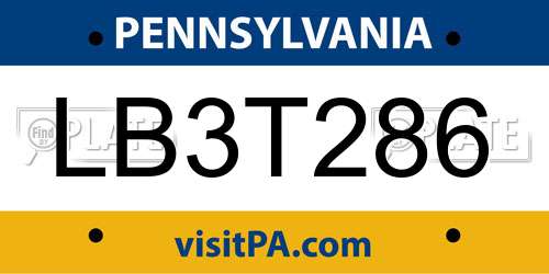 LB3T286 Pennsylvania License Plate